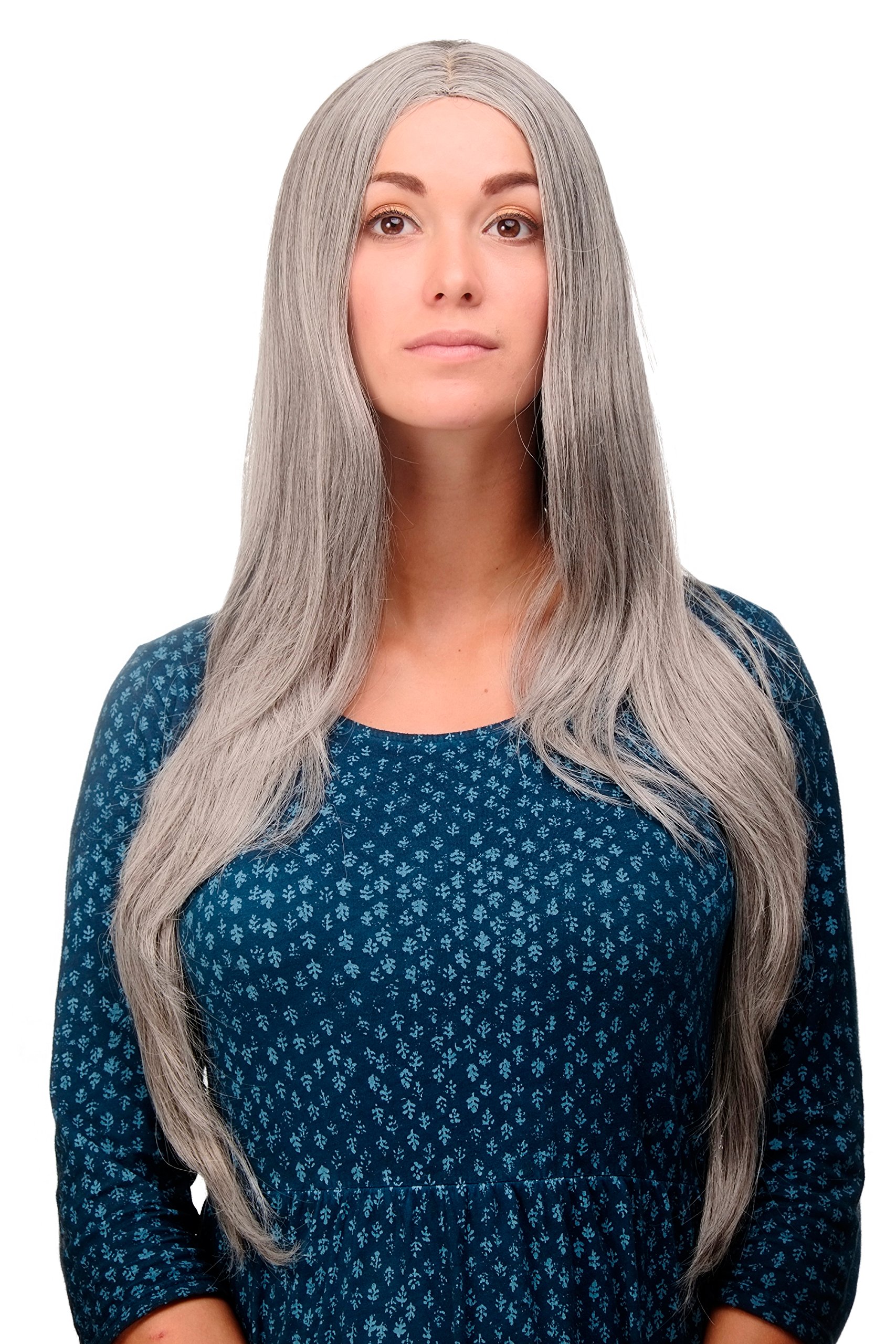WIG ME UP 3217-51 Lady Quality Wig Cosplay very long straight middle parting silver grey approx 29,5inch
