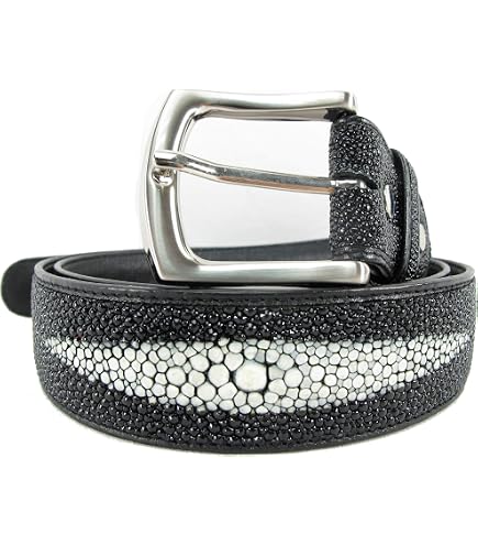 Genuine stingray leather belt Black 48 display picture 1