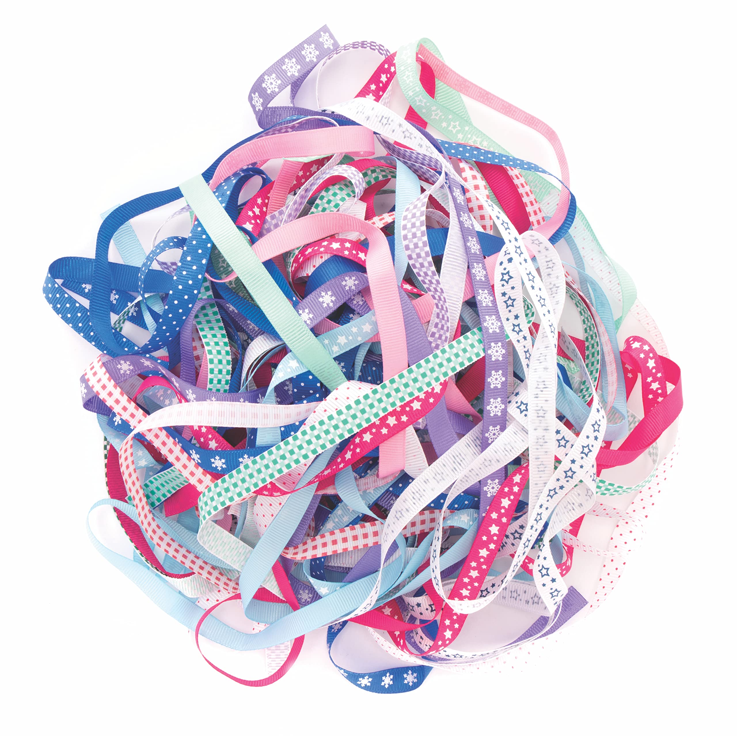 Baker Ross FE634 Winter Ribbon Value Pack - 30m Pack, Creative Art and Craft Supplies and Essentials for Adults and Kids to Make, Personalise, Gift Wrap and Decorate Projects
