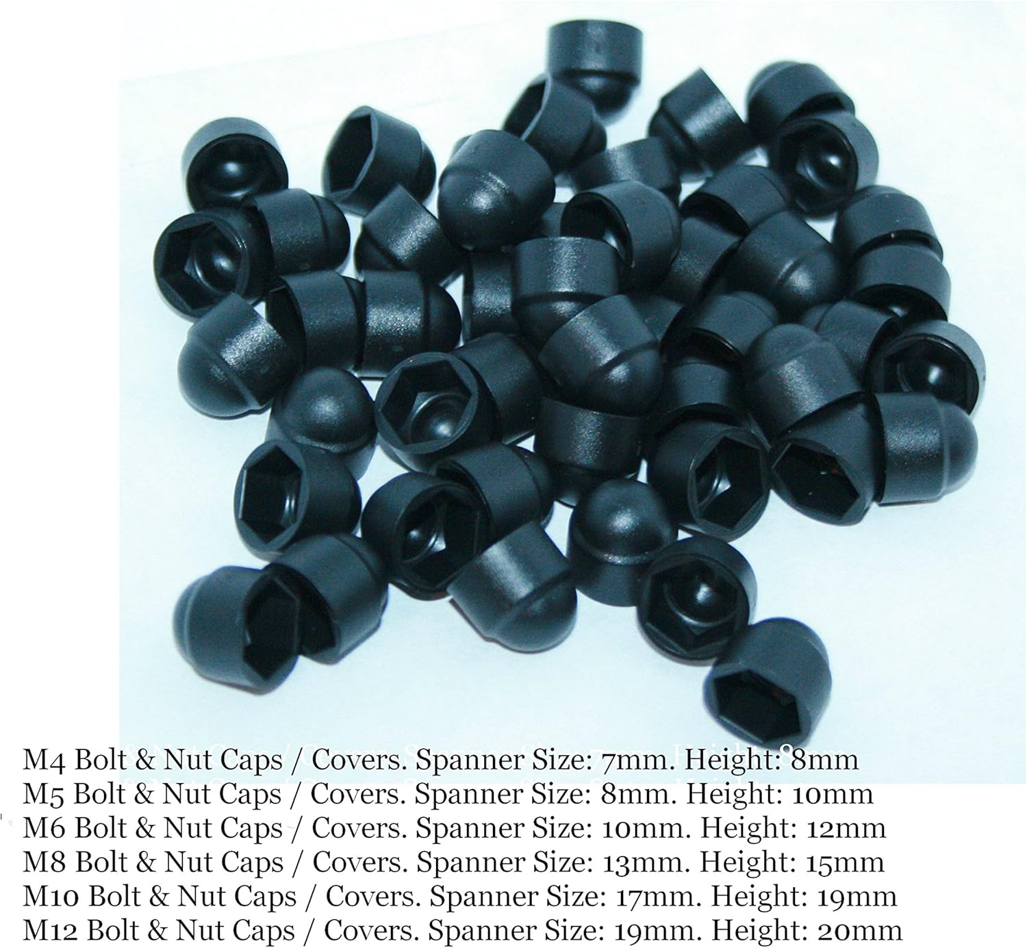Tapón De Protección M8, Negro 10 Piezas 15 Mm / 0,59 Pulg. M8 Tornillos Hexagonales De Plá Tuercas Accesorio De Cubierta De Tapa De Cabeza