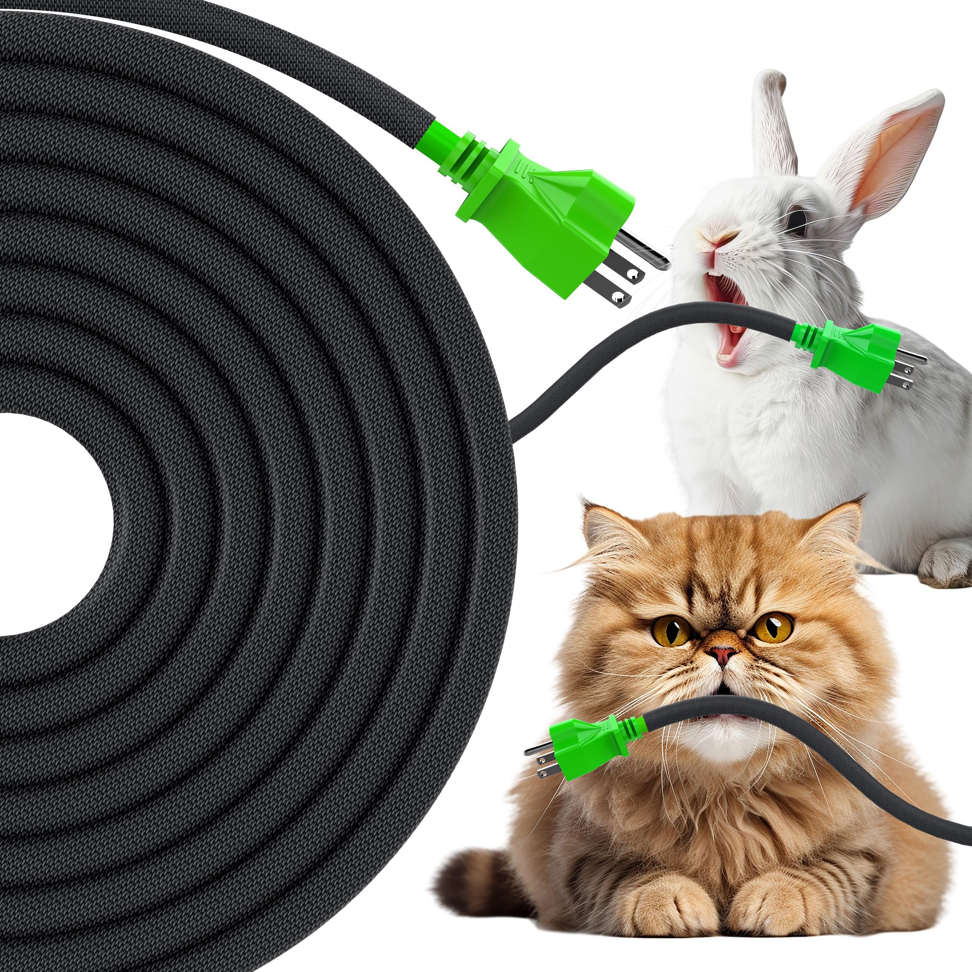 REFLYING 7.6 Meters-8mm Self Wrap Cable Sleeve, Dogs Cats Cord Protector, Hiding 1 Wire, Cable Tidy Solution Prevent Pets from Chewing Cable Wires, Expandable Braided Sleeve, Black