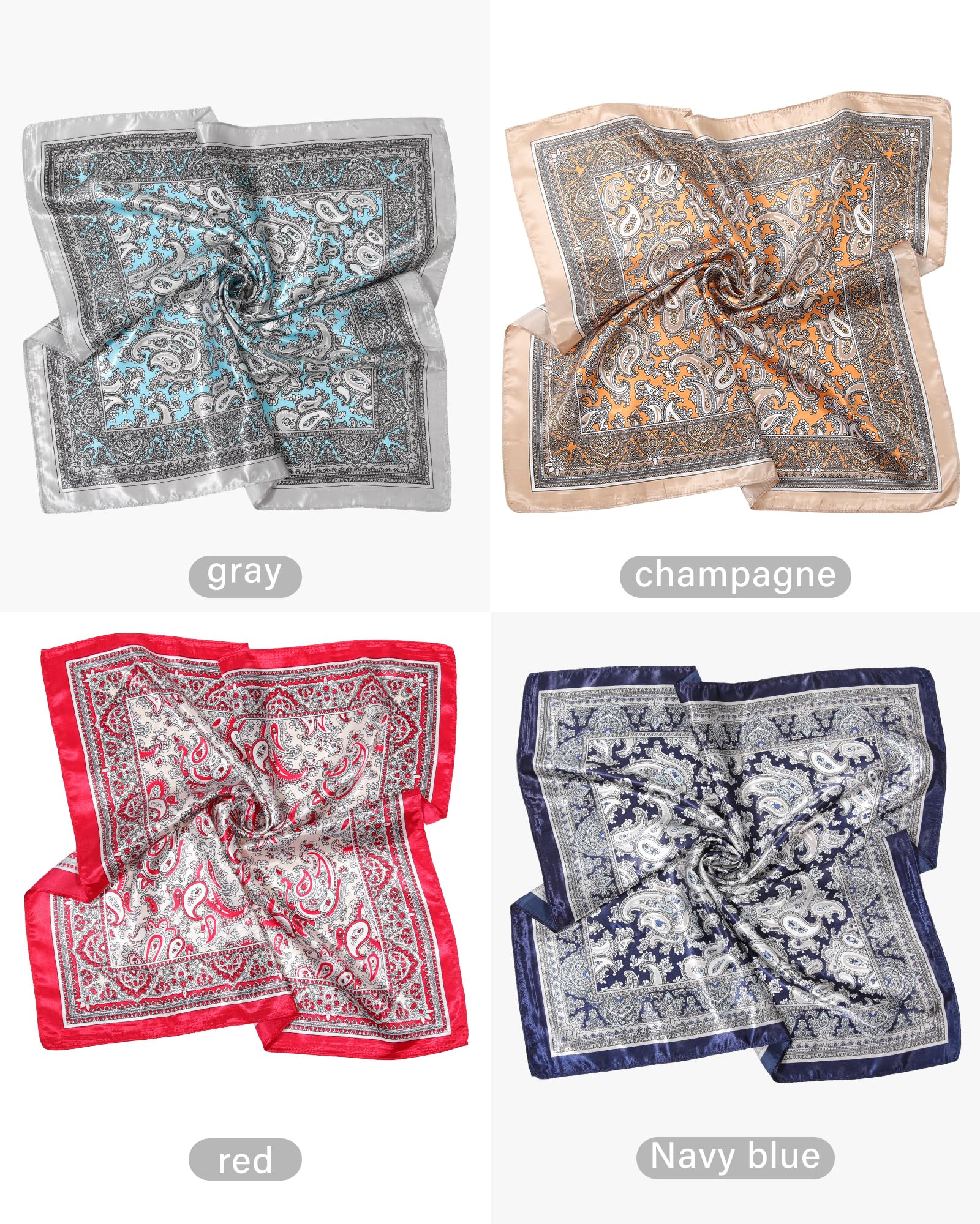 AWAYTR 23” Satin Bandanas for Women Head Scarf Like Silk Scarf for Hair Scarf Satin Neck Scarf Silk Hair Bandana Headscarf