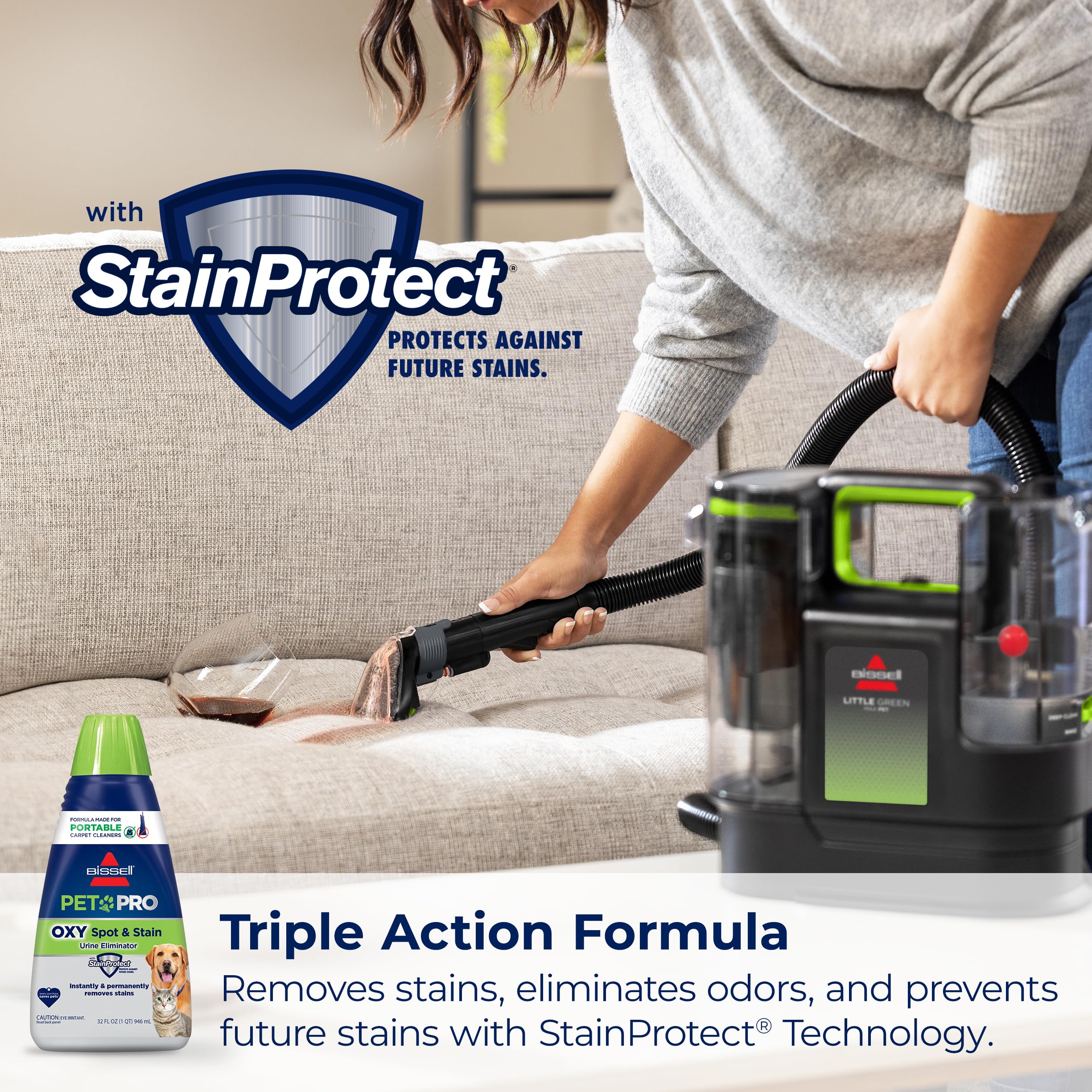 Bissell Little Green® Max Pet SmartMix Portable Carpet and Upholstery Deep Cleaner, Car/Auto Detailer, with SmartMix Technology, Self-Cleaning Tough Stain Tool and Pet Hair Removal Tool, 38572