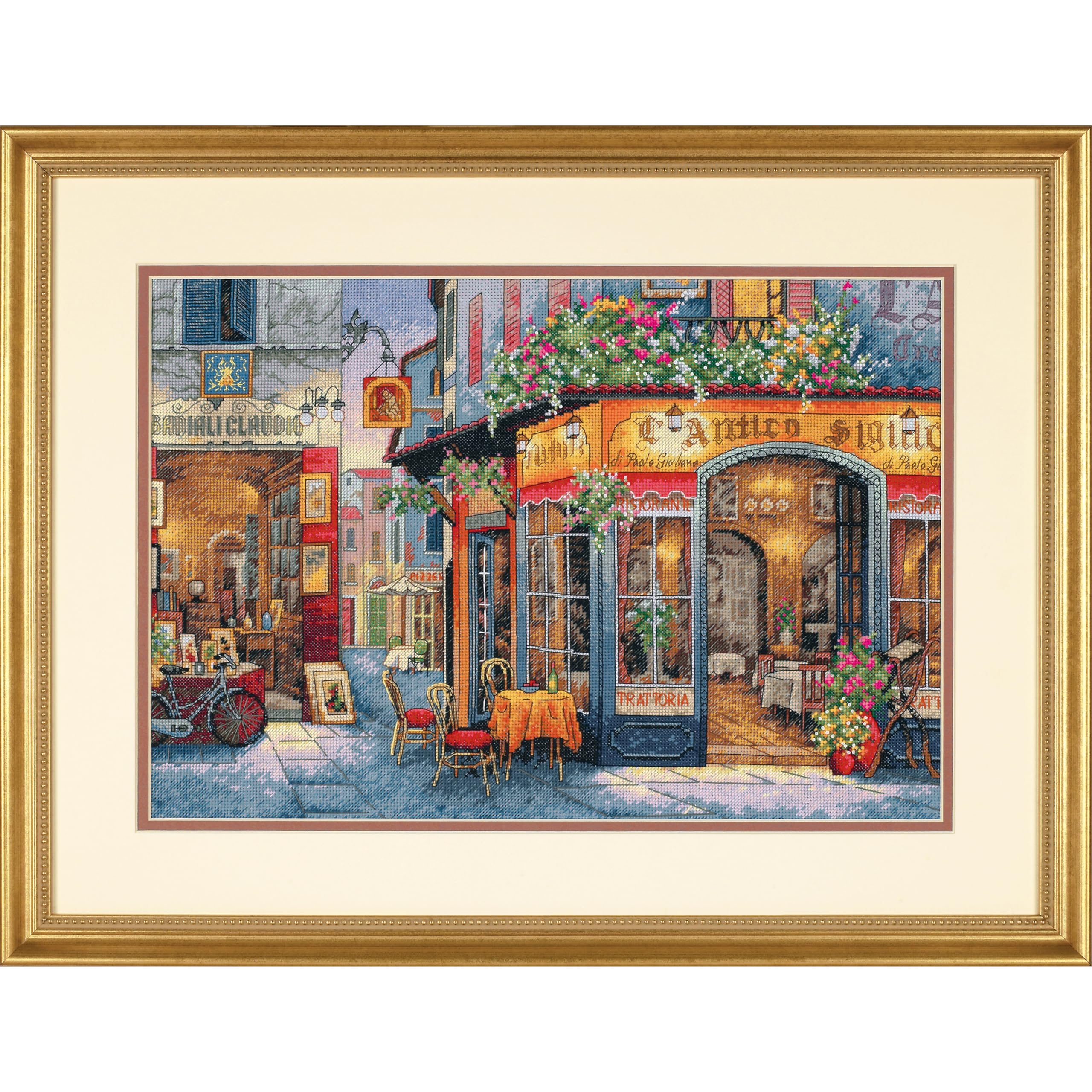 Dimensions Gold Collection Counted Cross Stitch Kit, European Bistro, 16 Count Dove Grey Aida, 11'' x 16''