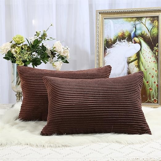 Amazon Com Miaote Corduroy Pillow Covers 12x20 Inches Pack Of 2