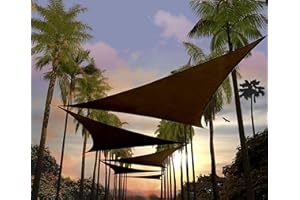 Amgo 12' x 12' x 12' Brown Triangle Sun Shade Sail Outdoor Canopy Awning AGTAPT12, 95% UV Blockage, Water & Air Permeable, 200GSM Commercial Standard Heavy Duty (We Make Custom Size)