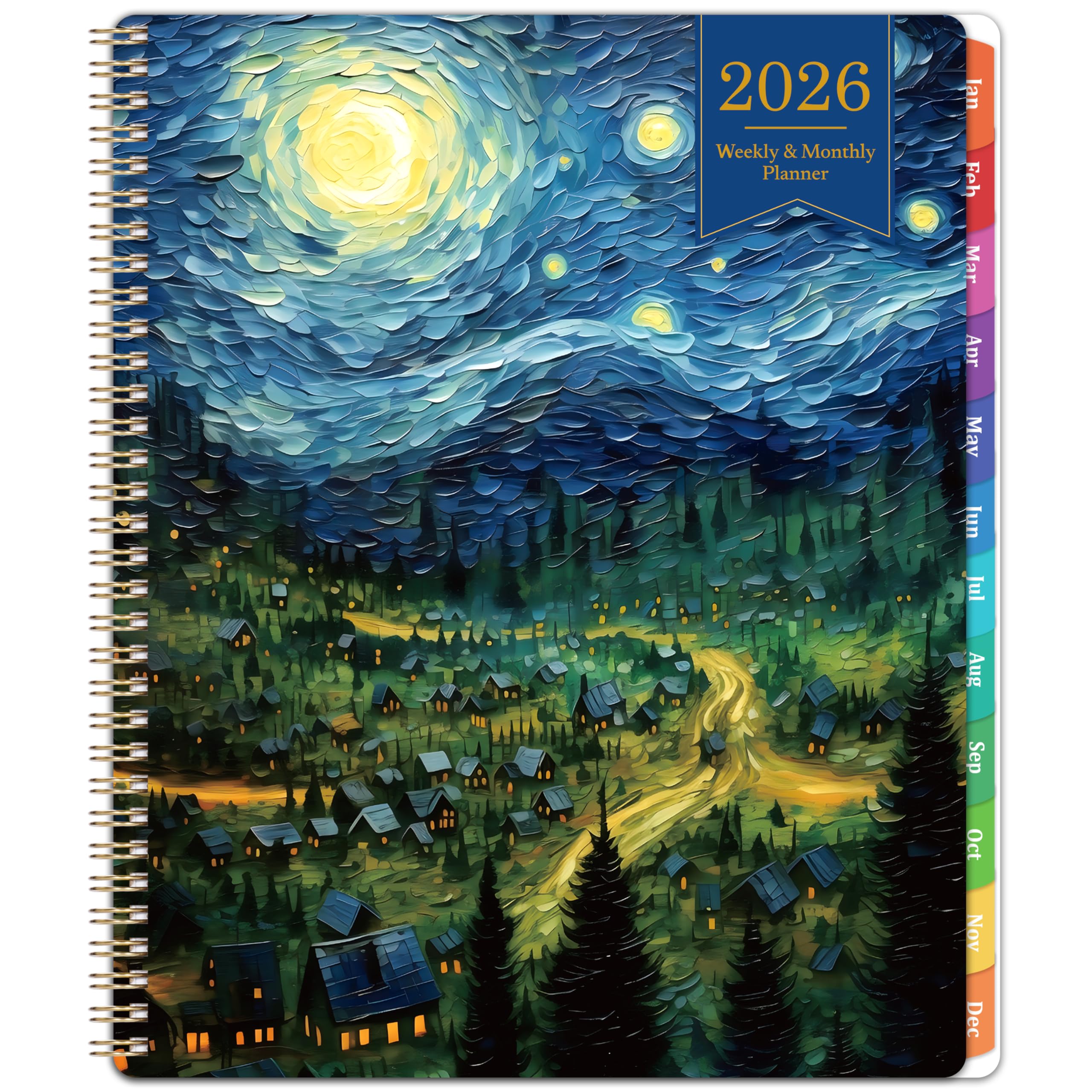 Photo 1 of 2026 Planner - 2026 Planner Weekly and Monthly, Planner 2026, Jan 2026 - Dec 2026, 8.5" x 11", Monthly Planners with Colourful Tabs & Pocket, Flexible Cover, Twin-Wire Binding- Oil Painting