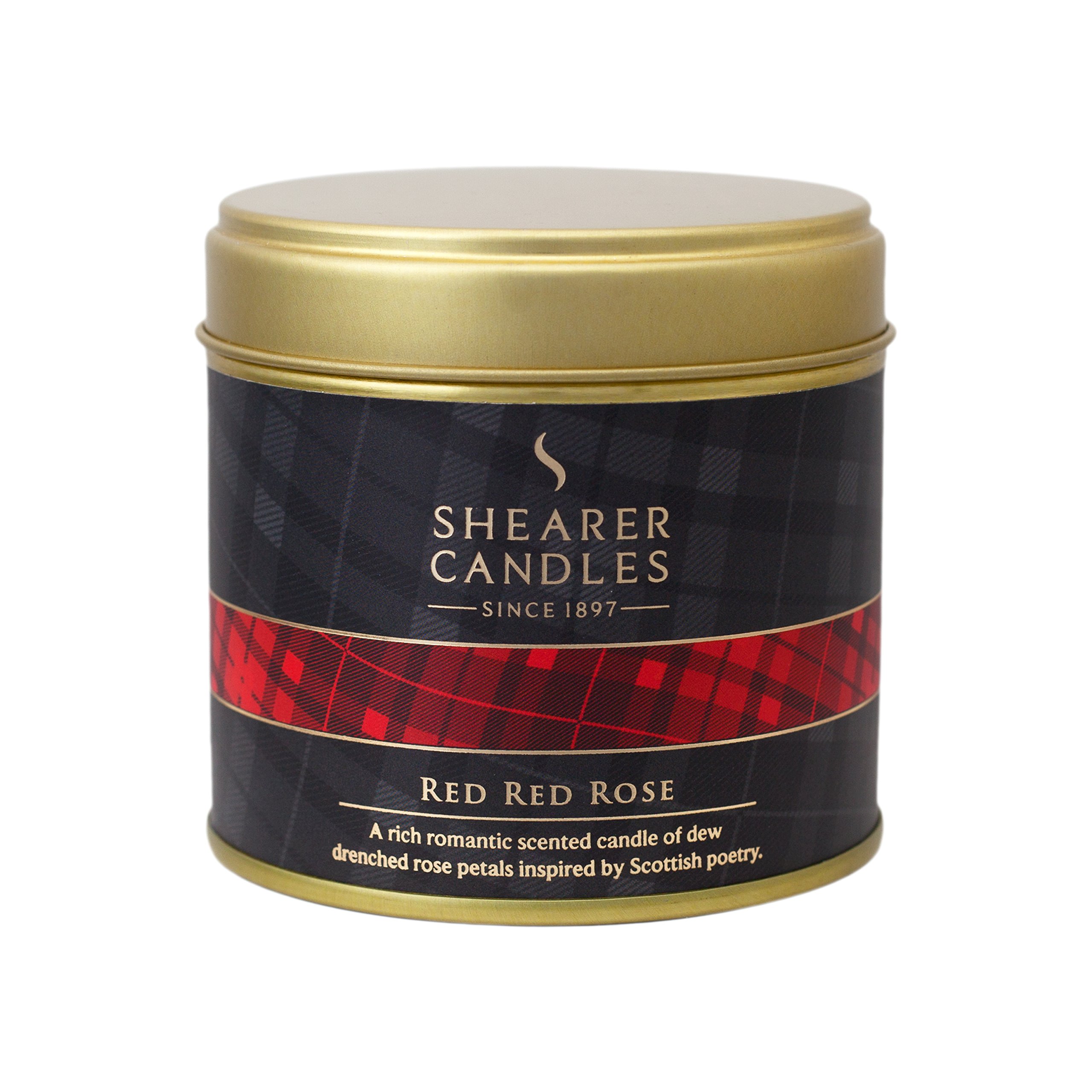 Shearer Candles Red Red Rose Large Scented Tartan Tin Candle - Ivory