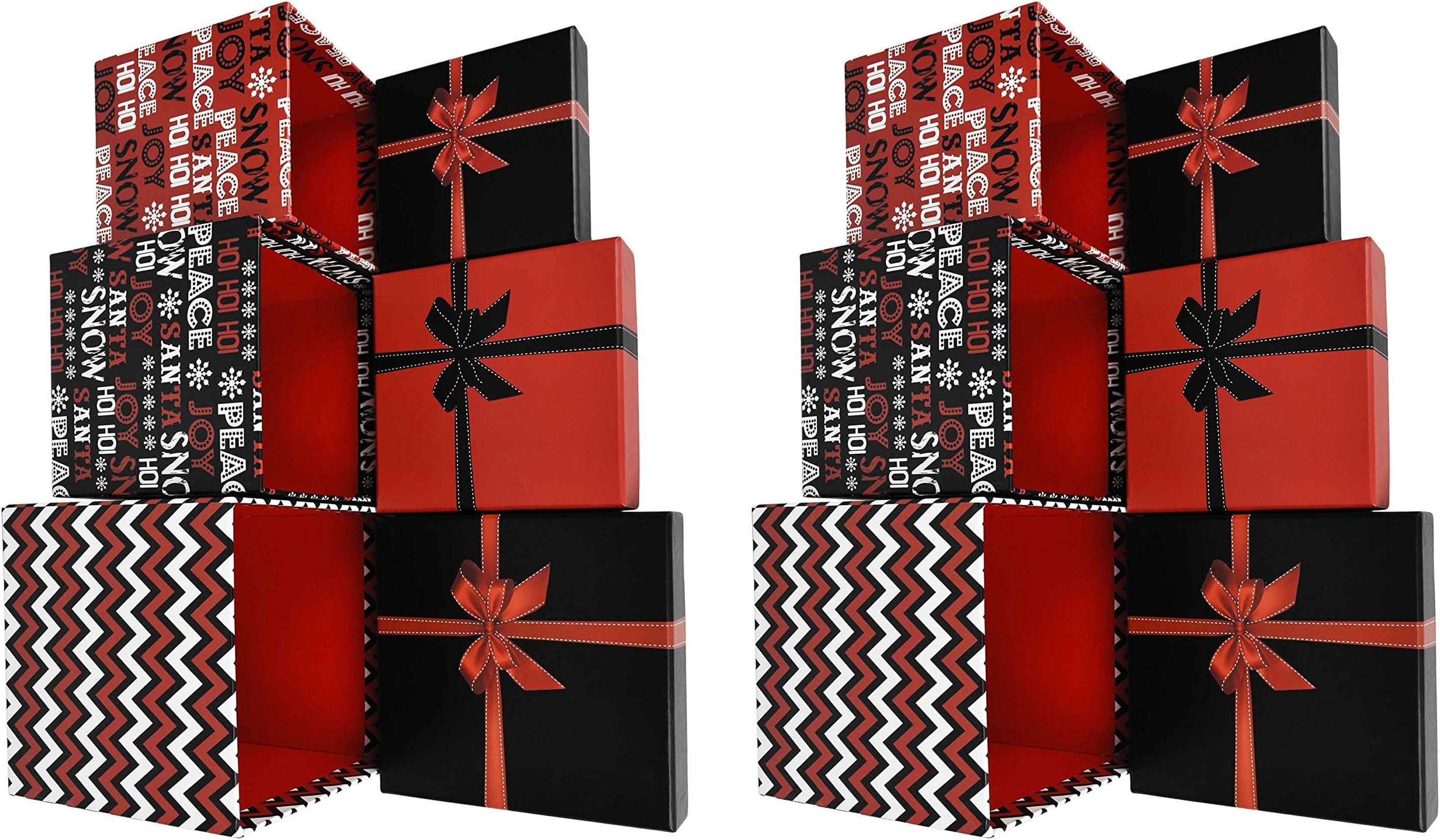 ALEF Set of 6 Elegant Decorative Holiday Themed Nesting Gift Boxes -3 Boxes- Nesting Boxes Beautifully Themed and Decorated!