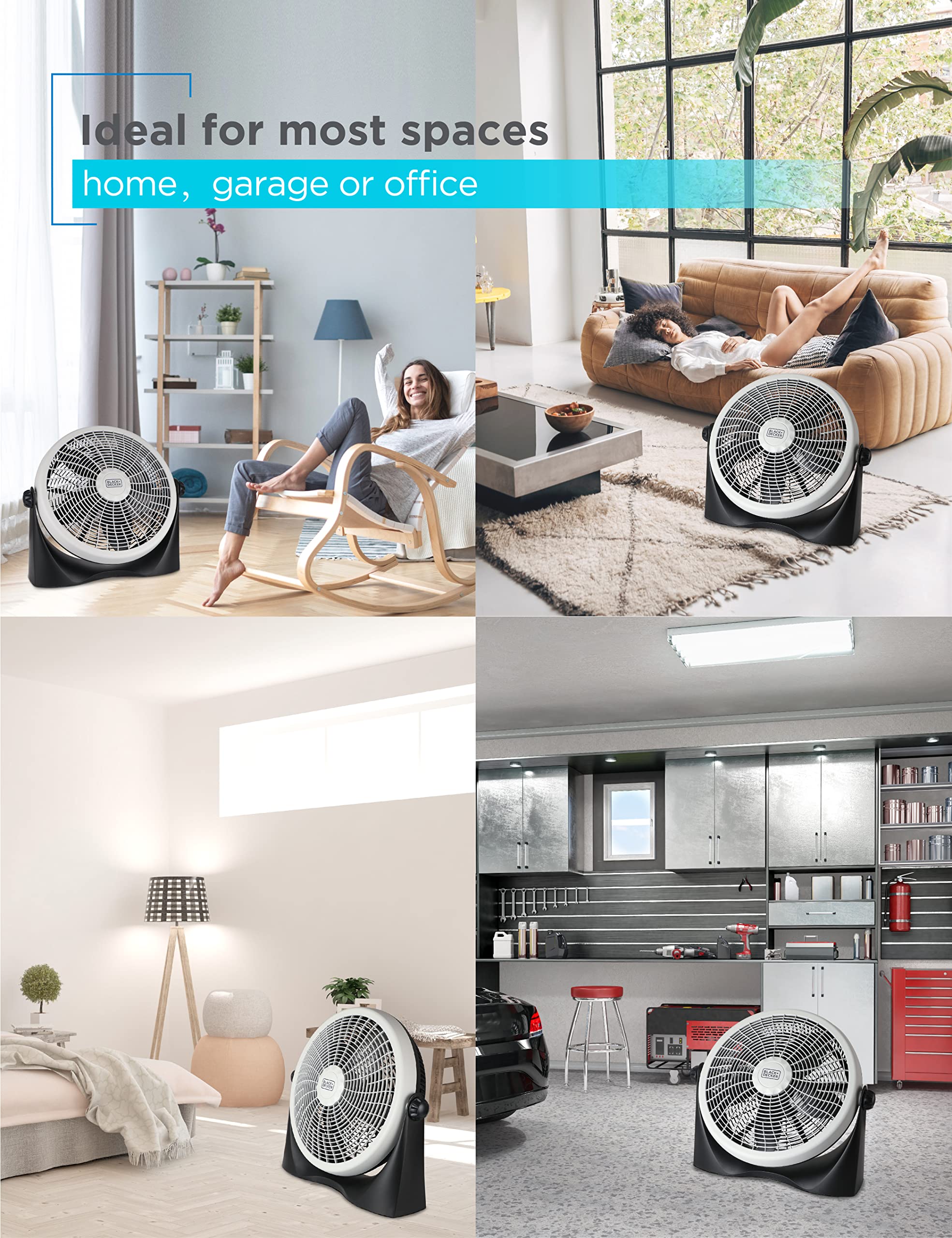 BLACK+DECKER High Velocity Floor Fan, 15.6