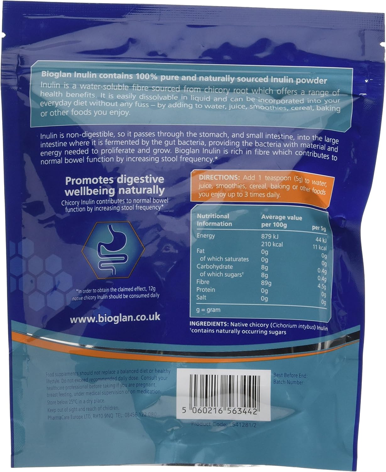 Bioglan Inulin, White, 250 g (Pack of 1) - Image 3