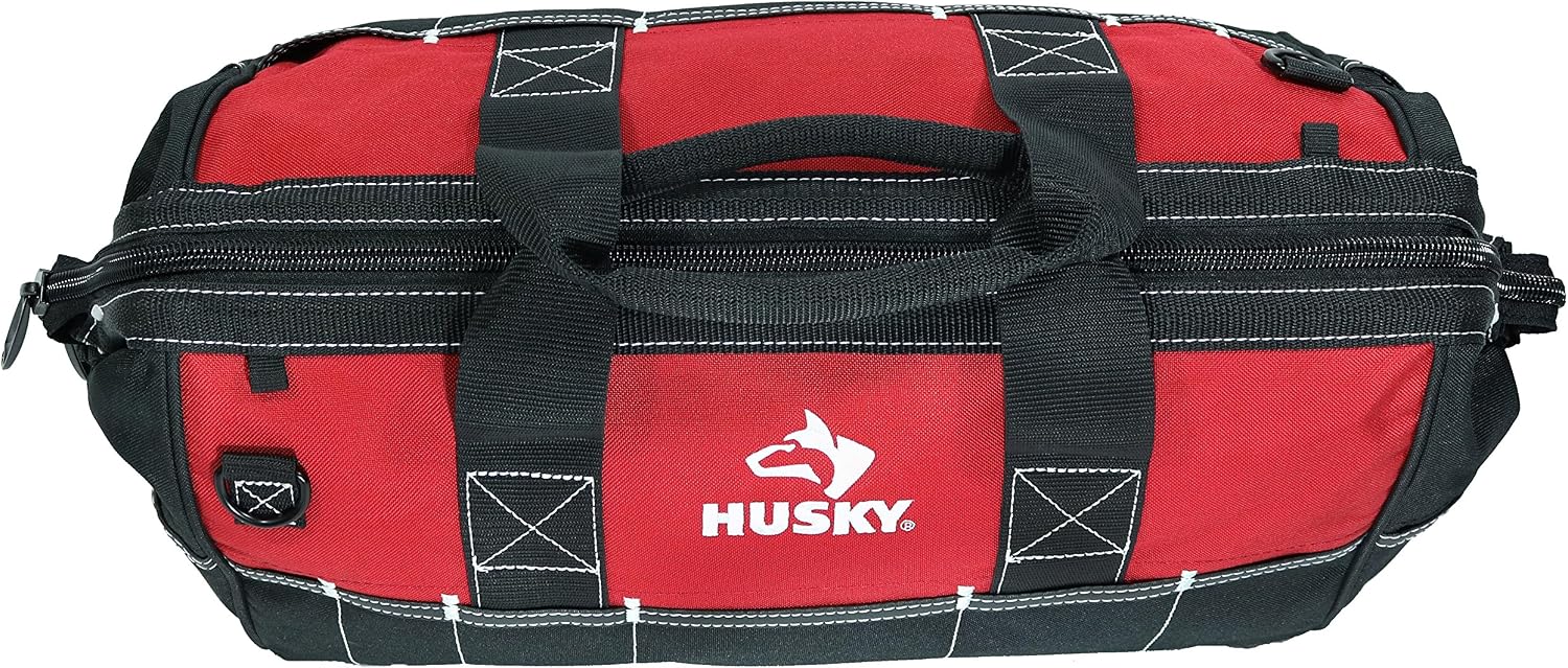 Husky 82003N11 18" Water-Resistant Contractor/DIY Tool Bag with Shoulder Strap, Red, 18 Inch - Image 5