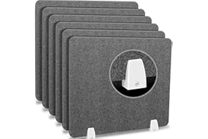 HENOYSO 6 Pcs Desk Divider Privacy Panel 20 x 24 Clamp-on Acoustic Freestanding Desktop Partition Dividers with Aluminum Guard Clamps for Office Student Sound Proof Reducing Noise Visual Distractions(Gray)