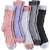 DOSKONI Fuzzy Socks for Women Fluffy Slipper Socks Cozy Winter Warm Soft Microfiber Plush Home Sleeping Gift Socks
