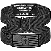Zocomi American Flag Cross Bible Verse Bracelet for Men Boys, Black Elastic Stretch Strap Adjustable Bracelets Christian Jewelry Gifts