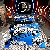 Erosebridal Twin Comforter Set for Boys Girls Kids, Gamer Comforter Set for Boys Teens, Gaming Console Bedding Decor Blue Black 2Pcs