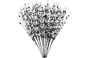 GREENTIME 10 Pack Black Artificial Glitter Berry Stems 15.7" Fake Christmas Picks Decorative Glitter Sticks for Vase Christmas Tree DIY Wreath Crafts Fireplace Decor