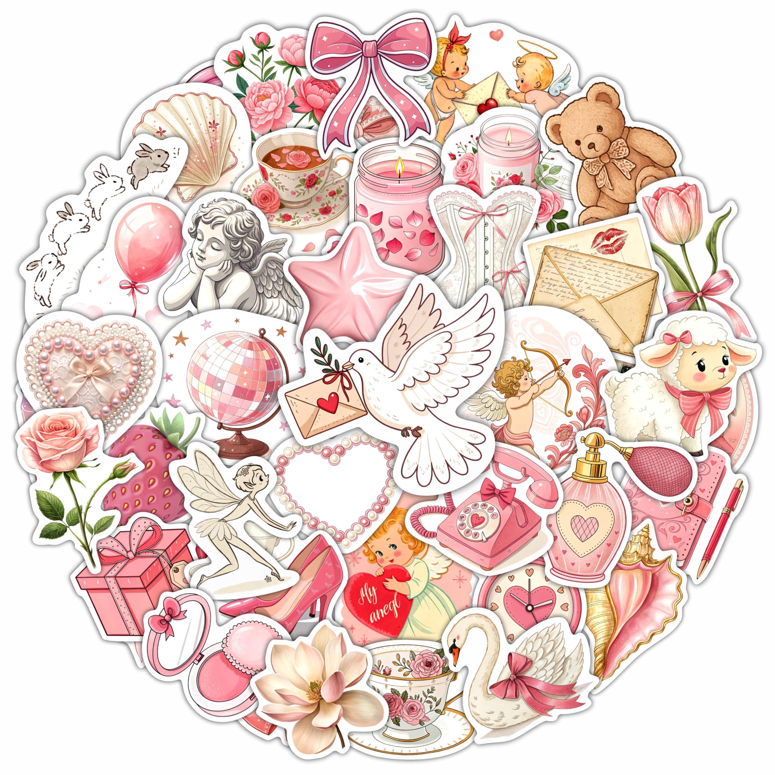 Photo 1 of 100Pcs Coquette Stickers and Decals for Laptop - Pink ?esthetic Stickers for Water Bottle - Coquette Gifts - Gift for Women & Men