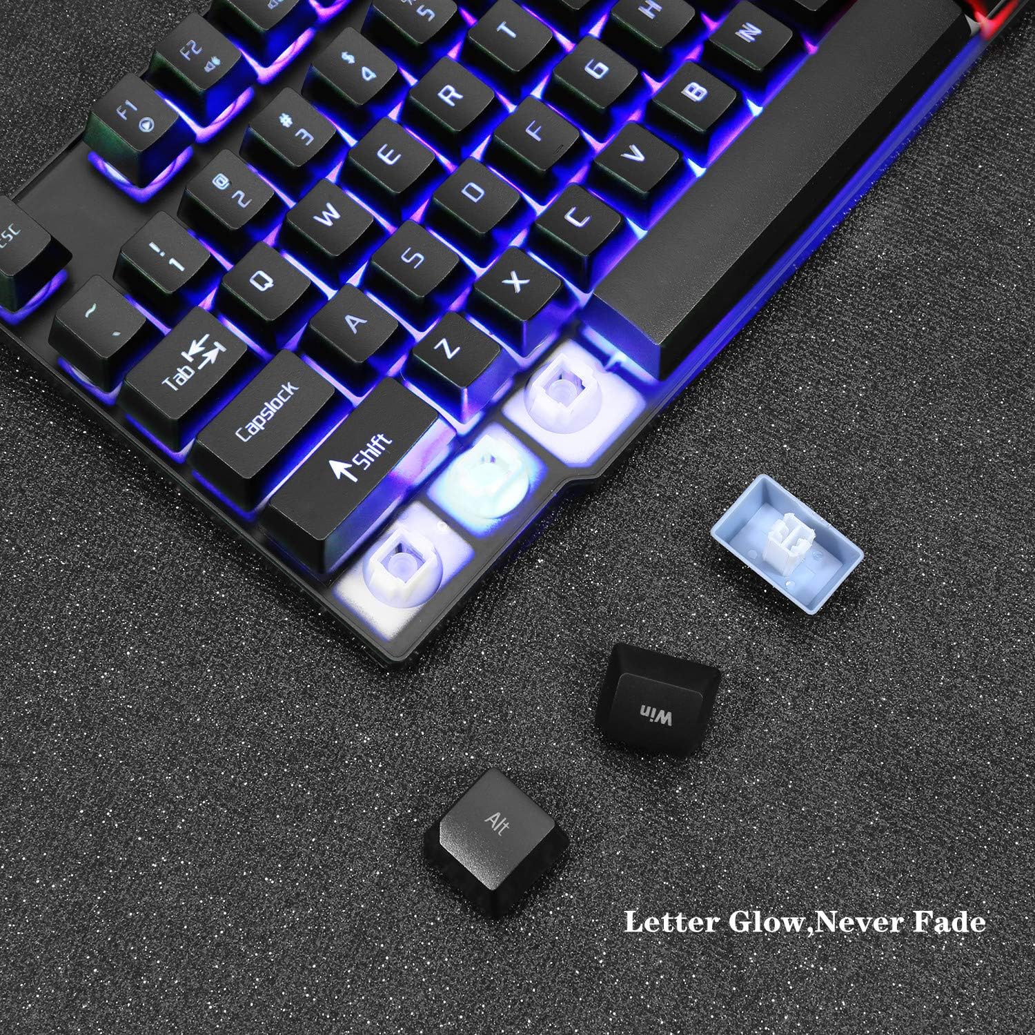 RGB Gaming Keyboard and Colorful Mouse Combo,USB Wired LED Backlight Gaming Mouse and Keyboard for Laptop PC Computer Gaming and Work,Letter Glow,Mechanical Feeling: Computers & Accessories
