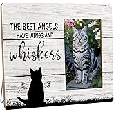 HODODAN Cat Memorial Gifts for Loss of Cat, Pet Sympathy Gift Wooden Picture Frames, 4x6 inch Photo