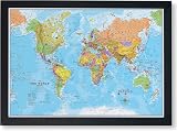 Maps International Framed World Travel Map Canvas with Pins Black Frame 2026
