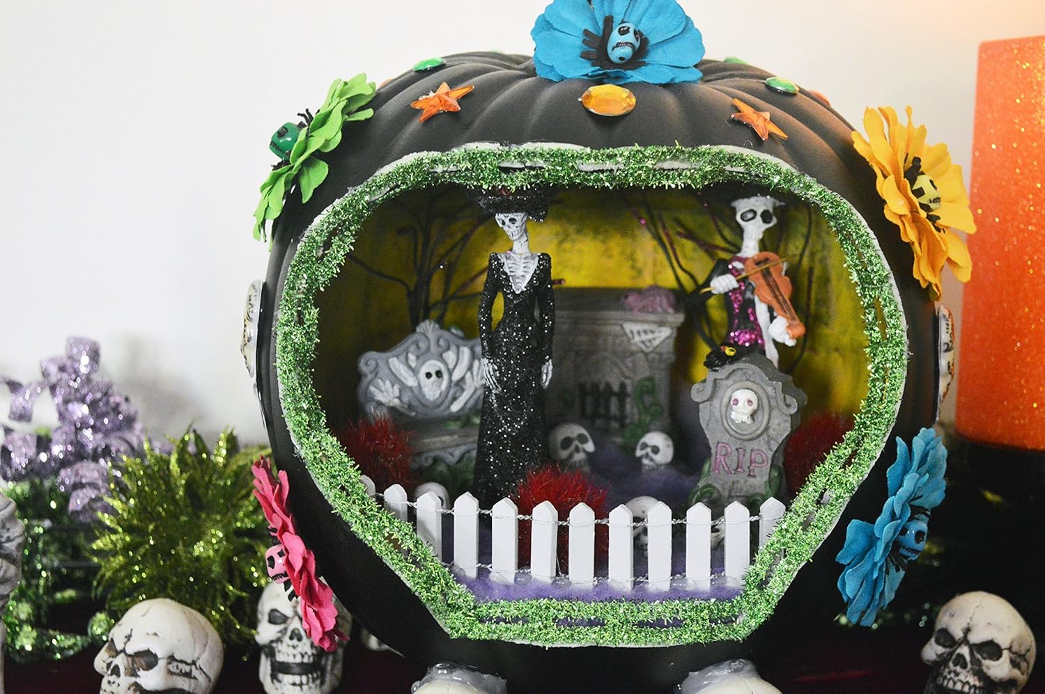 Day of the Dead Diorama, Halloween Diorama,Pumpkin Diorama