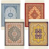Mini Rug Table Coasters Persian Carpet Style Drink Holders Oriental Vintage Bohemian Drink Mats Miniature Elegant Bar Coaster for Office Home