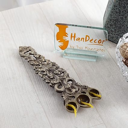 Two Moustaches Brass Sheshnag Design Pooja Spoon (Brown_10 x 25 cm)