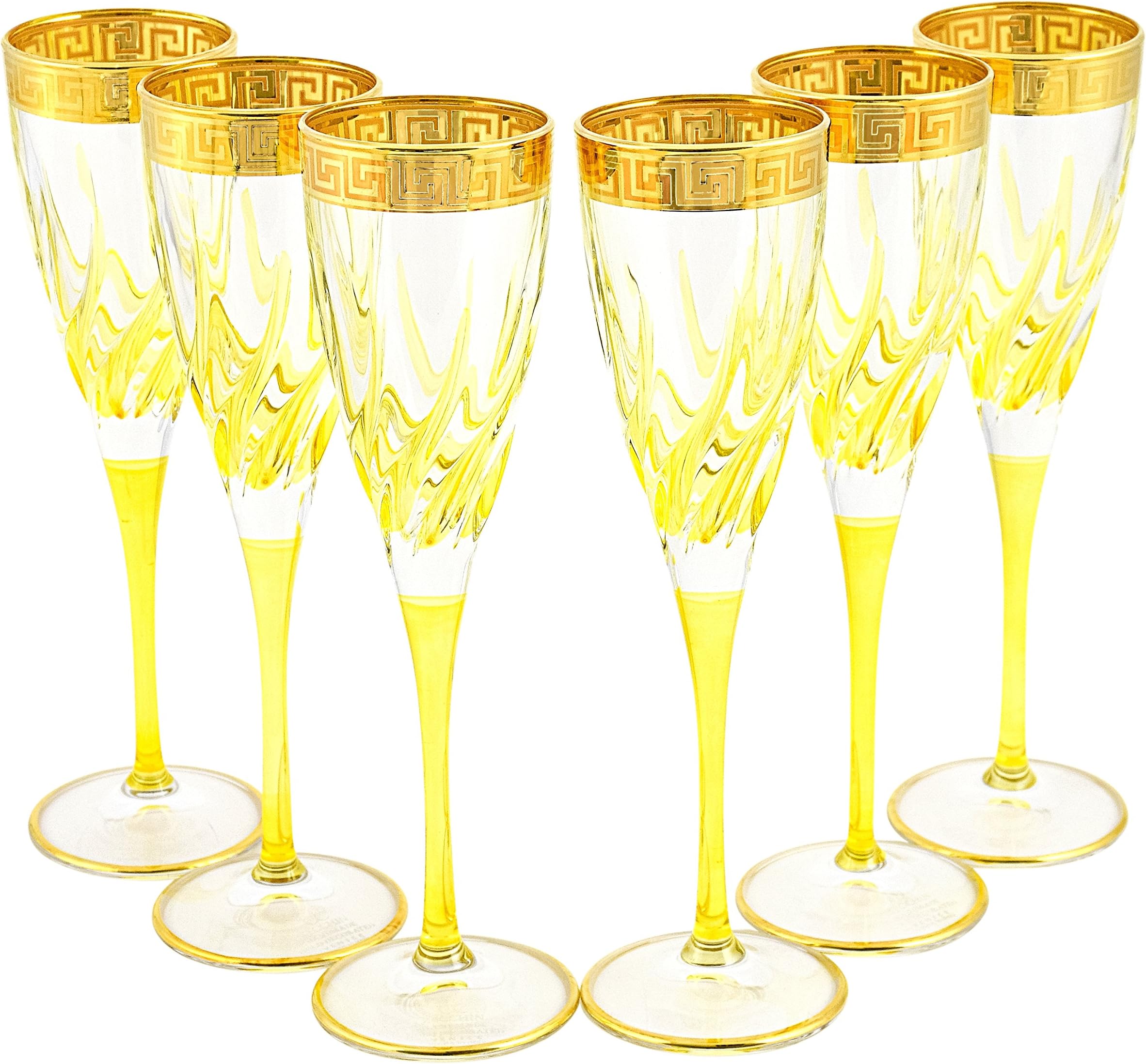 CALICE FLUTE TRIX ORO Original Murano Glass Glasses Prosecco Champagne Venice