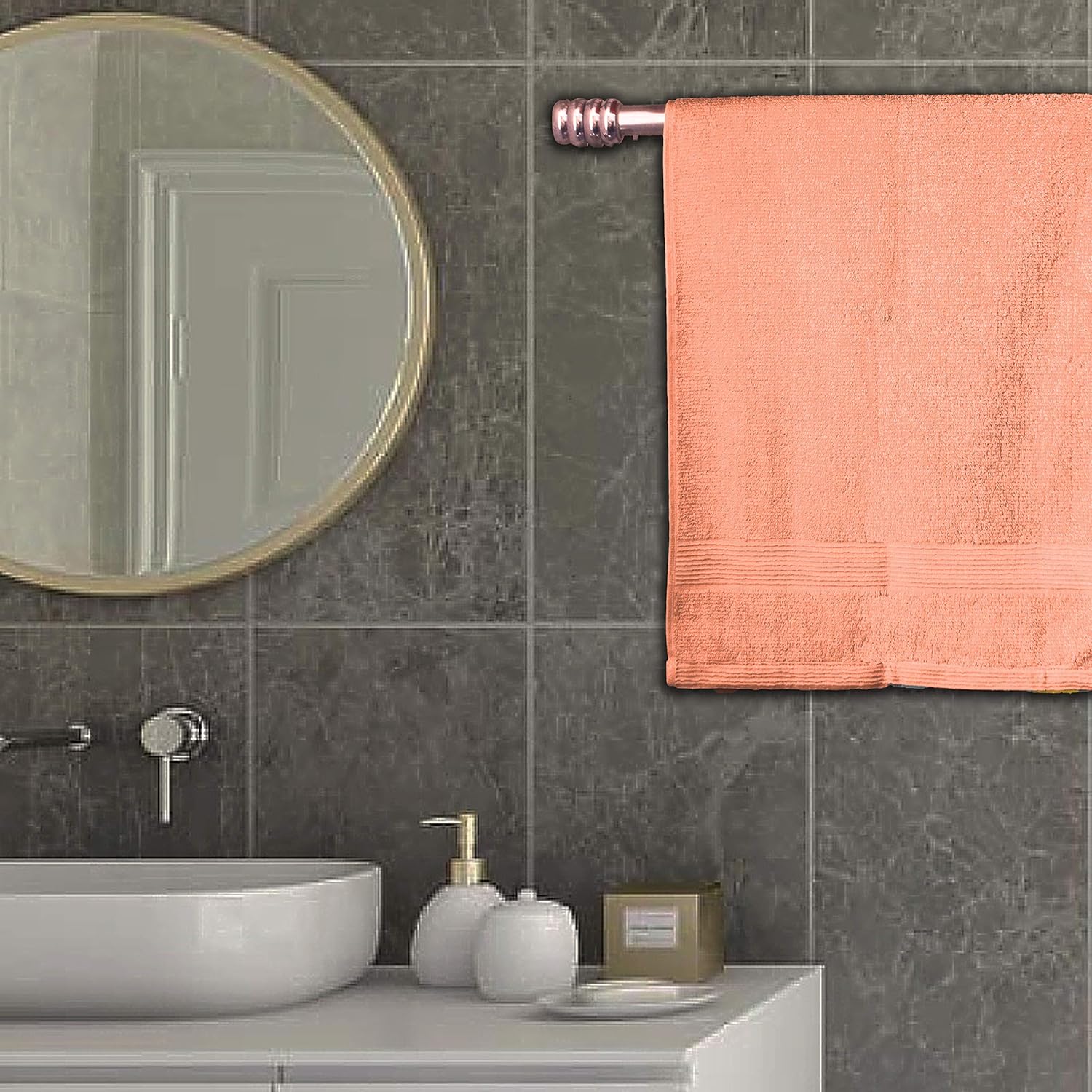 Elvana Home 4 Pack Bath Towel Set 27x54, 100% Ring Spun Cotton, Ultra Soft Highly Absorbent Machine Washable Hotel Spa Quality Bath Towels for Bathroom, 4 Bath Towels Peach: Kitchen & Dining