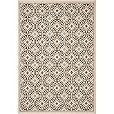 SAFAVIEH Washable Rug Outdoor Veranda Collection - 6'7" x 9'6", Cream & Chocolate, Non-Shedding & Easy to Clean, Ideal for Pa