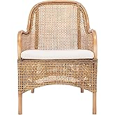 Safavieh Home Collection Charlie Cushioned Accent Chair, Dark Natural/White