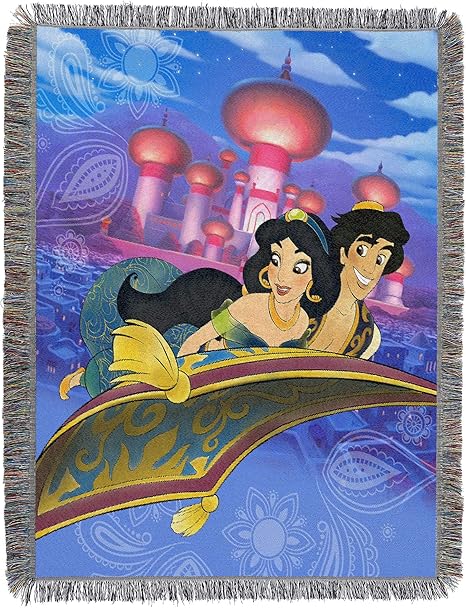 Amazon Com Disney S Aladdin A Whole New World Woven Tapestry Throw Blanket 48 X 60 Multi Color Home Kitchen
