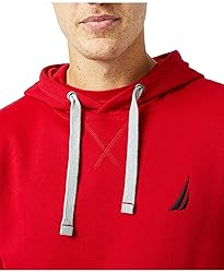 Nautica Men's J-Class Logo Fleece Hoodie, Red, Medium