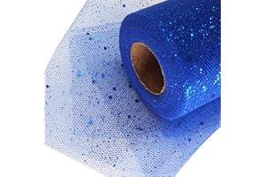 ABLEME DECO Glitter Tulle Fabric Rolls 6 Inch 50 Yards (150FT) Sequin Sparkling Ribbon Spool Netting for Wedding, Tutu Skirt, Gift Wrapping, Party Decoration (Royal Blue)