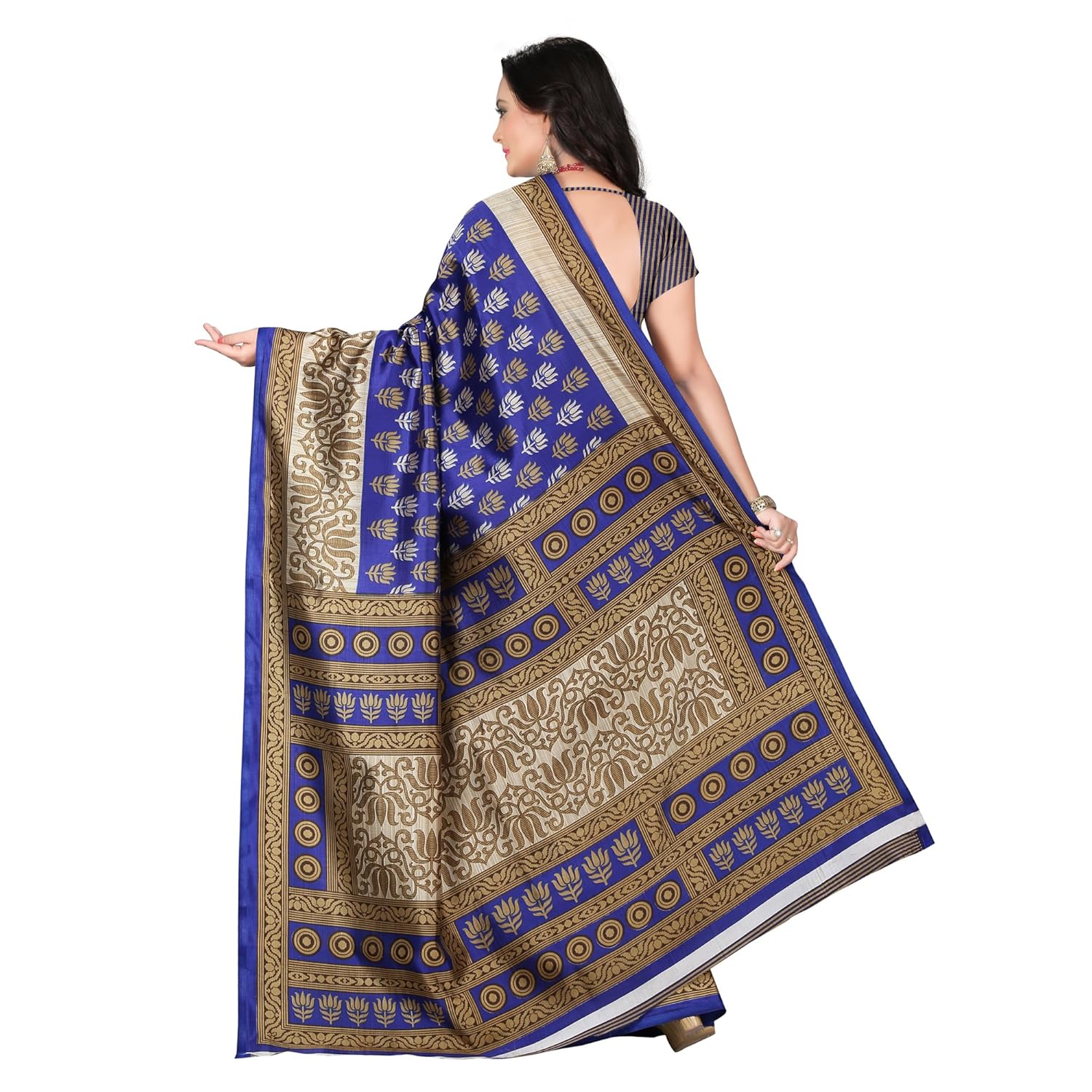 e-vastram women's mysore silk with blouse piece saree (ns9a_blue)