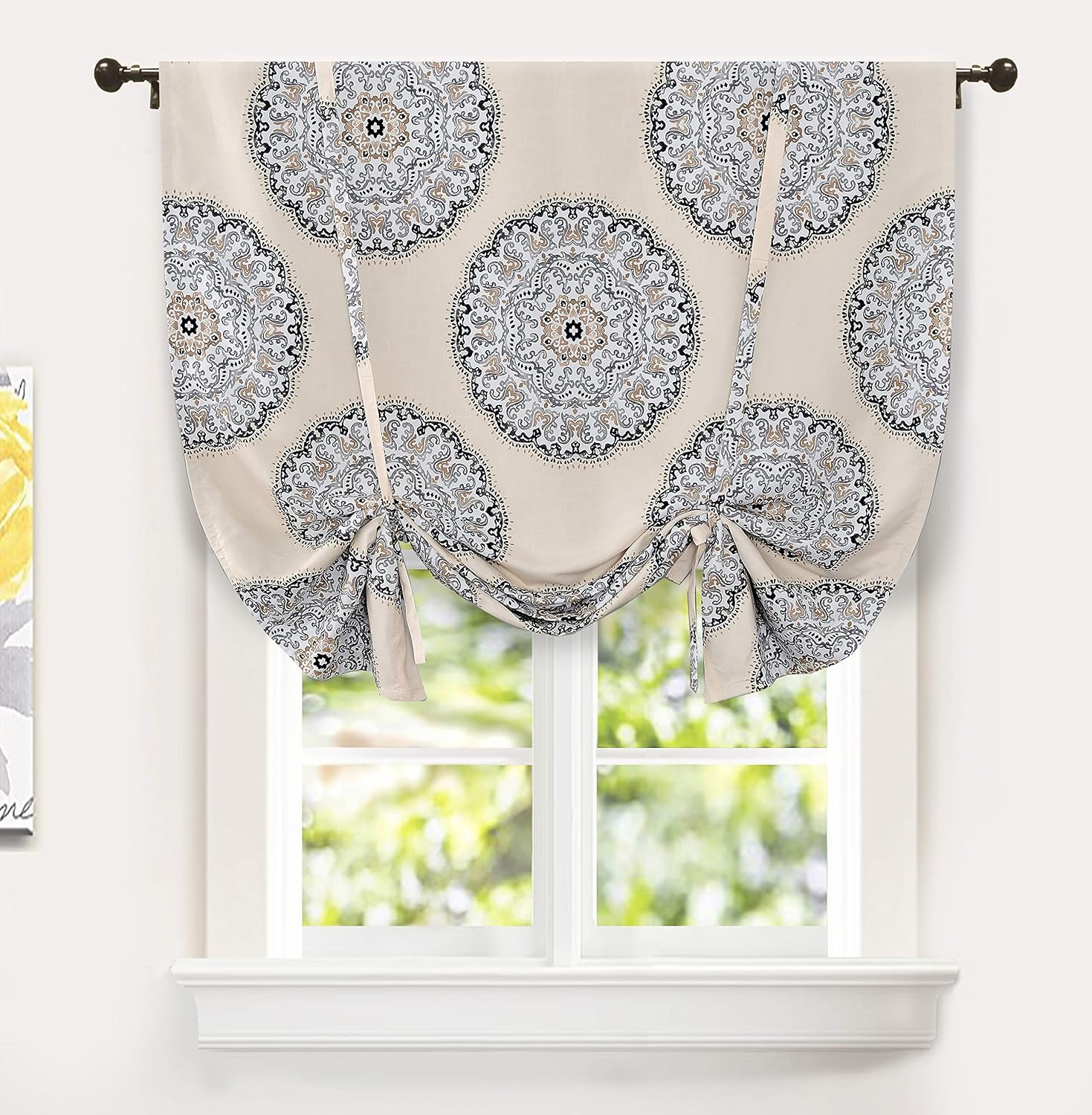 Driftaway Emma Tie Up Curtain Medallion Pattern Lined Thermal