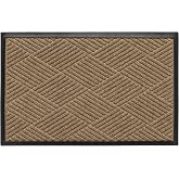 WaterHog Diamonds Front Door Mat Indoor Outdoor Entrance, All-Weather Mats | Heavy Duty Commercial Doormat, Non-Slip Rubber Backing, Dirt &amp; Moisture Trapper, Low Profile, Made in USA, 23"x35.5", Camel