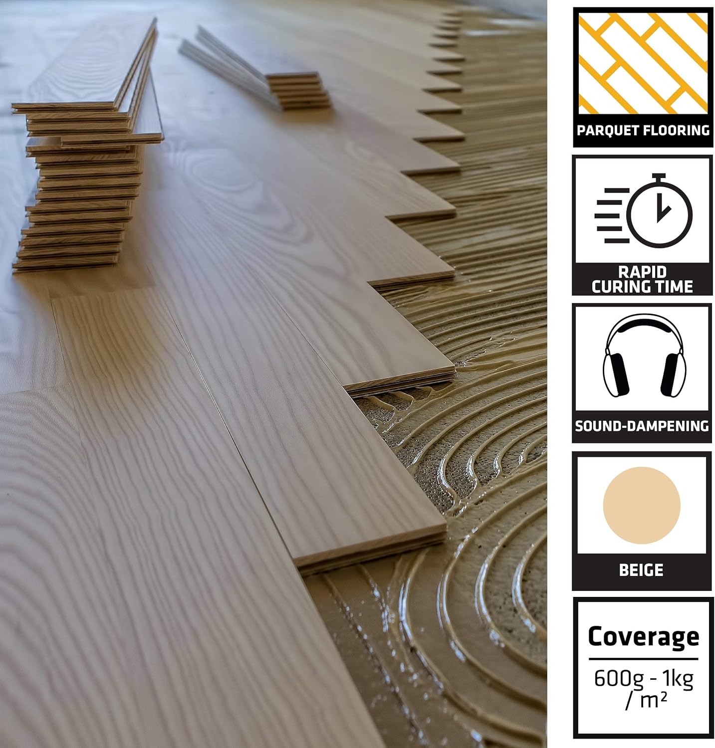 Sika - SikaBond 54 Professional - Parquet Wood Floor Adhesive - Fast Curing - Solvent Free - Interior Use Only - Beige - 6.5kg - Image 3
