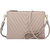 B BRENTANO Chevron Embroidered Crossbody Clutch Bag Pouch with Removable Wristlet & Adjustable Shoulder Strap