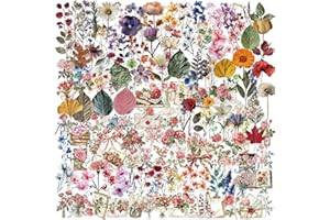 AOMZKOL 150 Pcs Floral Scrapbook Stickers, Natural Flower Themed Self-Adhesive Journal Supplies for Adults, Card Making & DIY