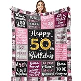 Amonee-YL 50th Birthday Gifts for Women, 50th Birthday Gift Blanket 50"X60", 50 Year Old Gifts for Women, 50th Birthday Gifts for Her, 50th Birthday Decorations, 50 Years Old Birthday Gifts for Woman