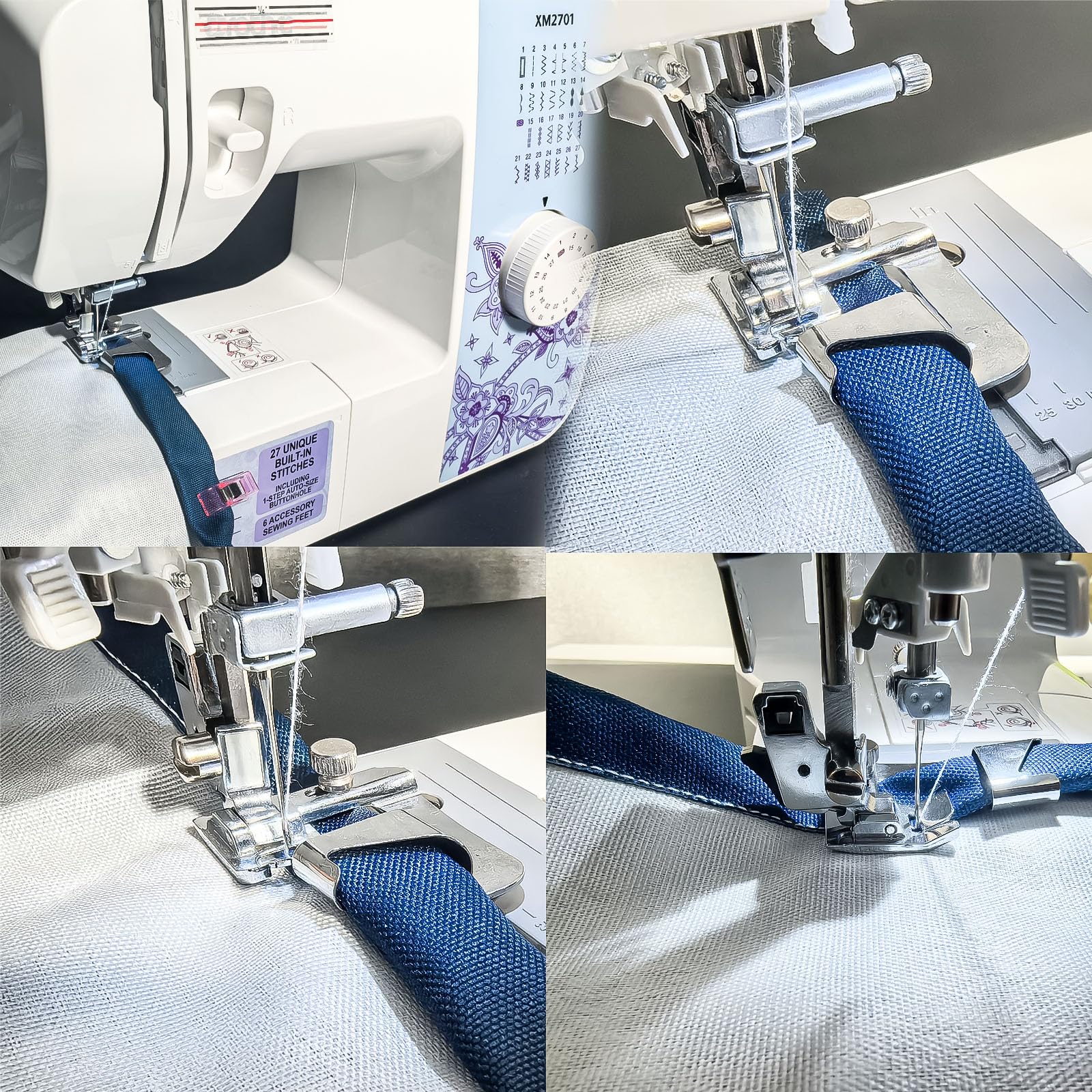 AMZTKDIY 3 Sizes Wide Rolled Hem Pressure Foot Presser Feet Hemmer Foot Set 1/2 Inch, 3/4 Inch, 1 Inch for Brother Singer Sewing Machine Supplies