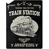 Northwest Yellowstone Silk Touch Sherpa Throw Blanket, 60" x 80", Train Station