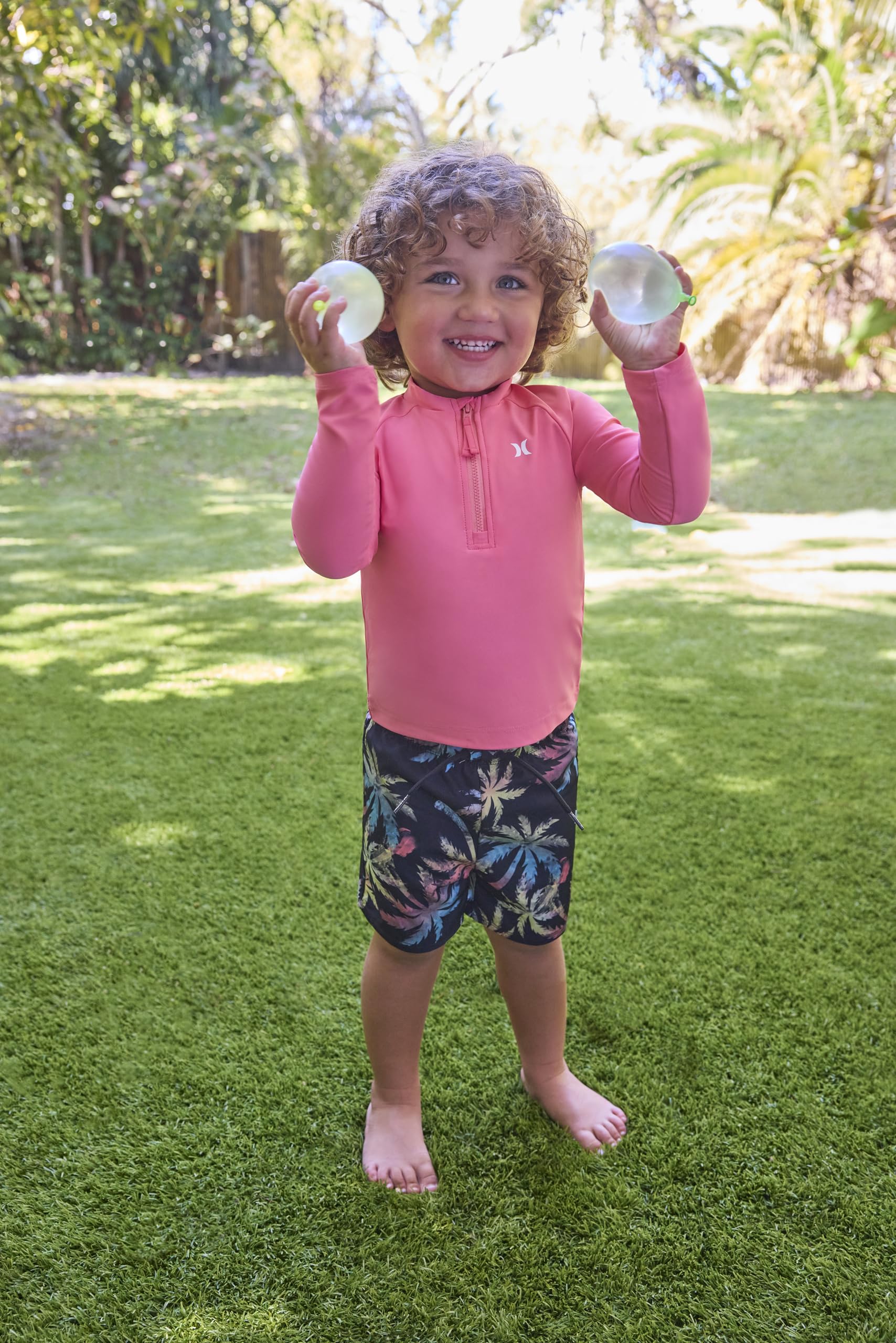 Hurley Baby and Toddler Long Sleeve Rash Guard Swim Suit 2-Piece Outfit Set
