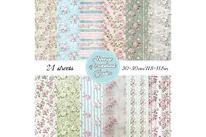 NPCSWXQ 24Pcs 12x12 scrapbook paper Double Sided Spring Garden pink rose floral Vintage Scrapbooking Paper for DIY Card Making supplies Photo Album junk journal supplies,12 Designs Spring Pattern Paper Pad