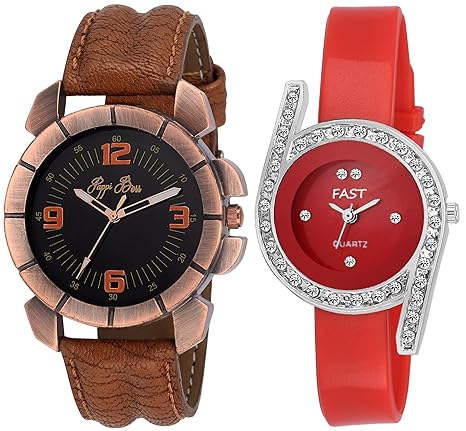 Pappi-Haunt - Pack of 2 - Designer Couple Wrist Watch for Boys, Girls, Men, Women