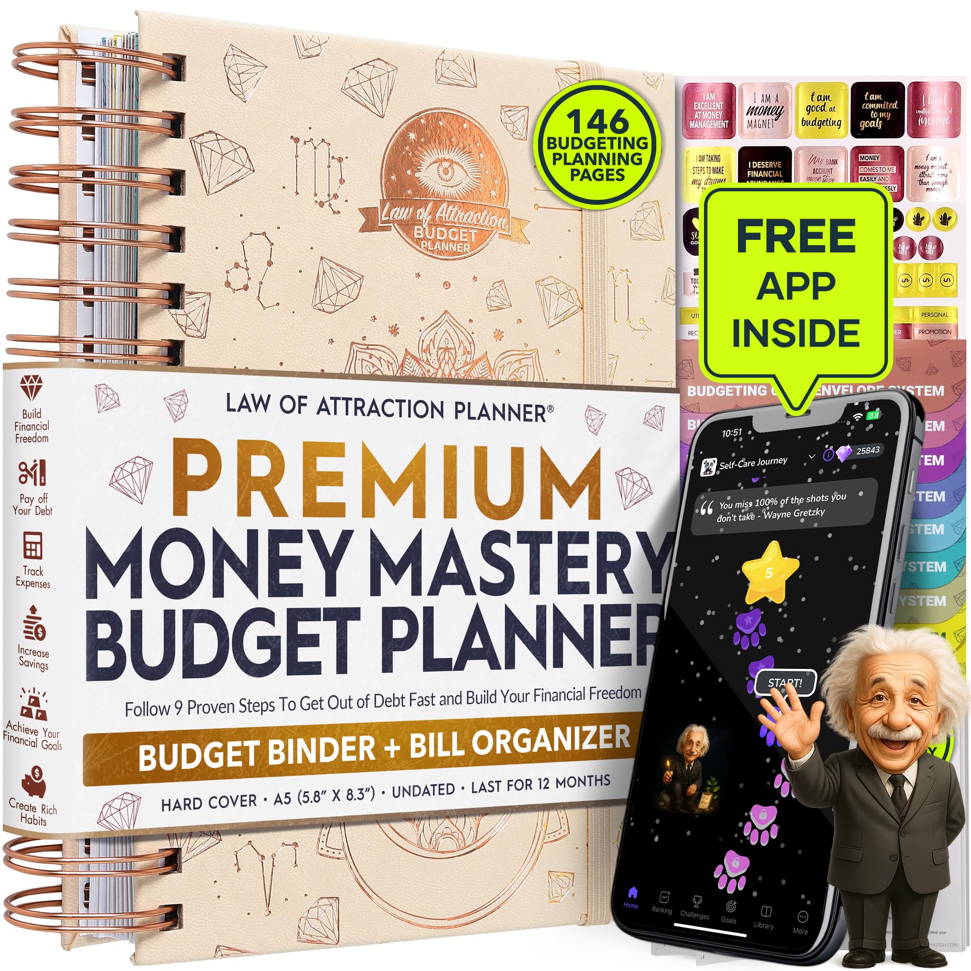 Budget Planner and Monthly Bill Organizer + Cash Envelope Buget Sytem | Finance Planner, Bill Payment Tracker & Money Saving with Panduo App | Money Mindset Journal for Attracting Financial Abundance