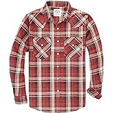 Dubinik® 6 oz Flannel Shirt for Men Western Cowboy Pearl Snap Long Sleeve Work Casual Buttons Vintage Plaid Shirts