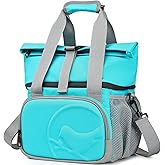 SUNNY BIRD Dual Compartment Lunch Bag Insulated Lunch Box for Women and Men (Aqua Blue 01)